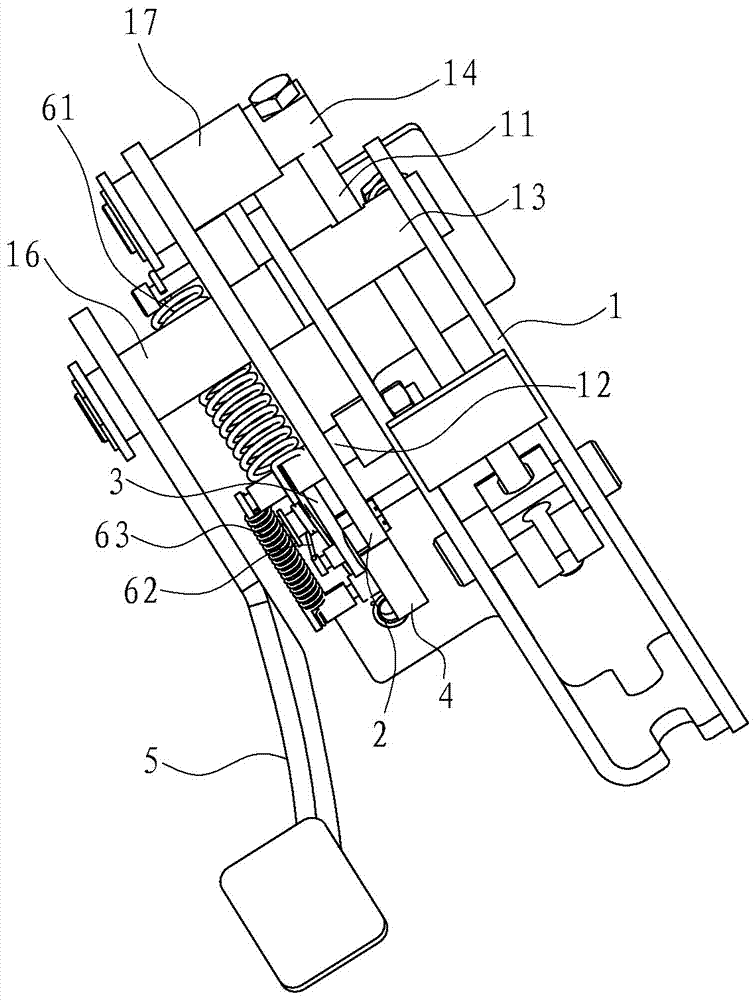 A foot parking brake and unlocking mechanism