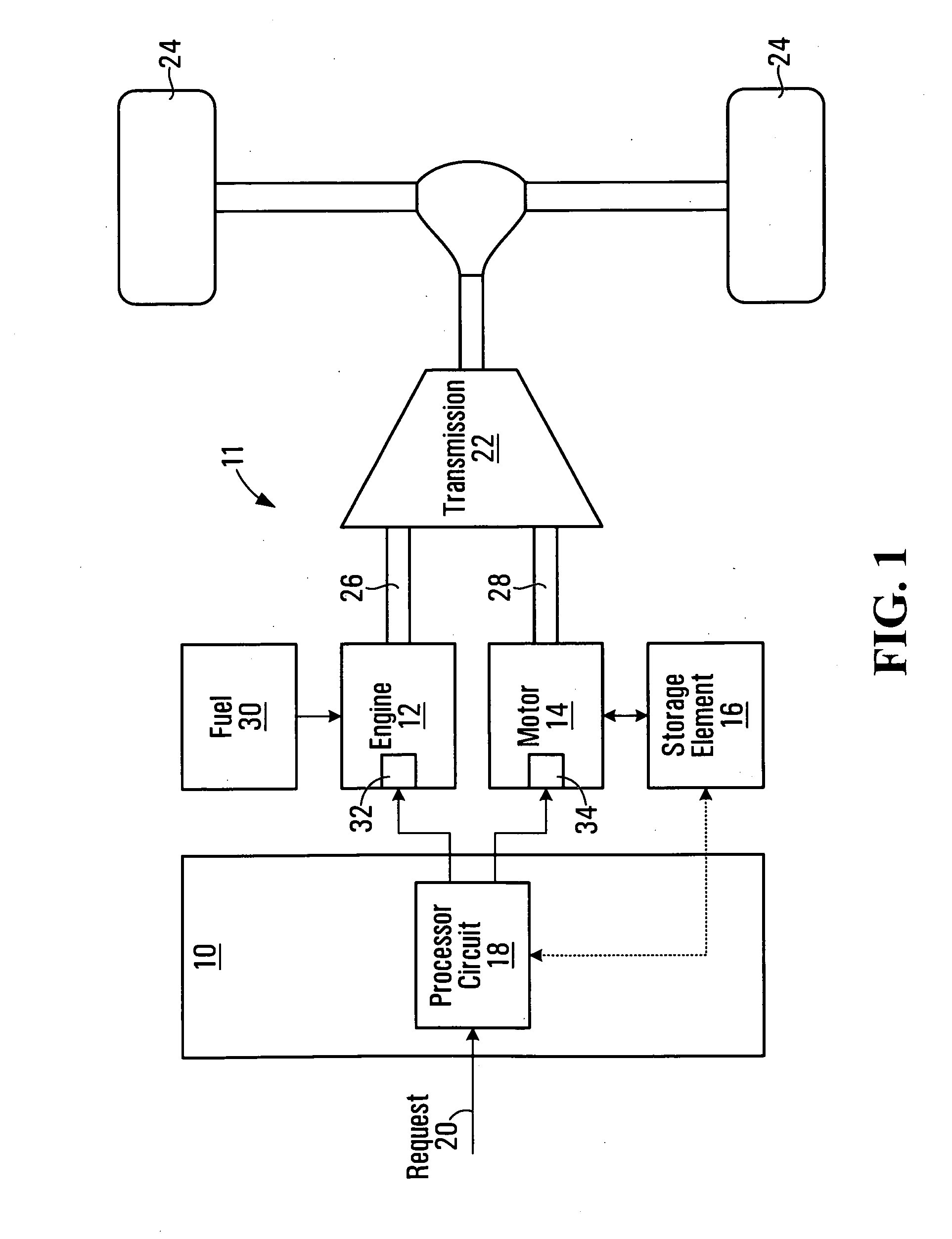 Method, apparatus, signals, and medium for managing power in a hybrid vehicle