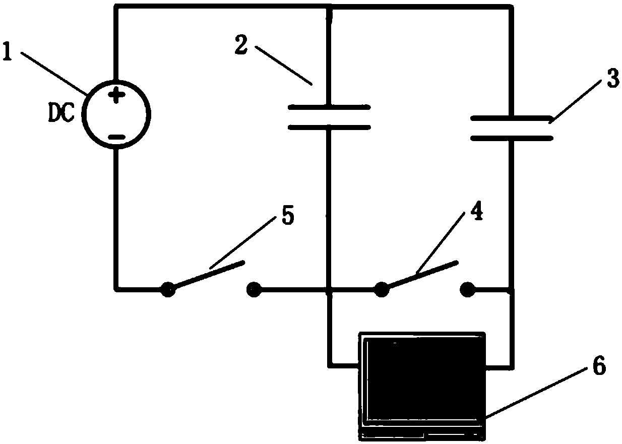 A DC bias characteristic test circuit and test method of a capacitor
