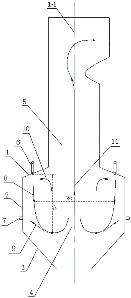 A coupled air staging and fuel staging low nox four arch type w flame boiler