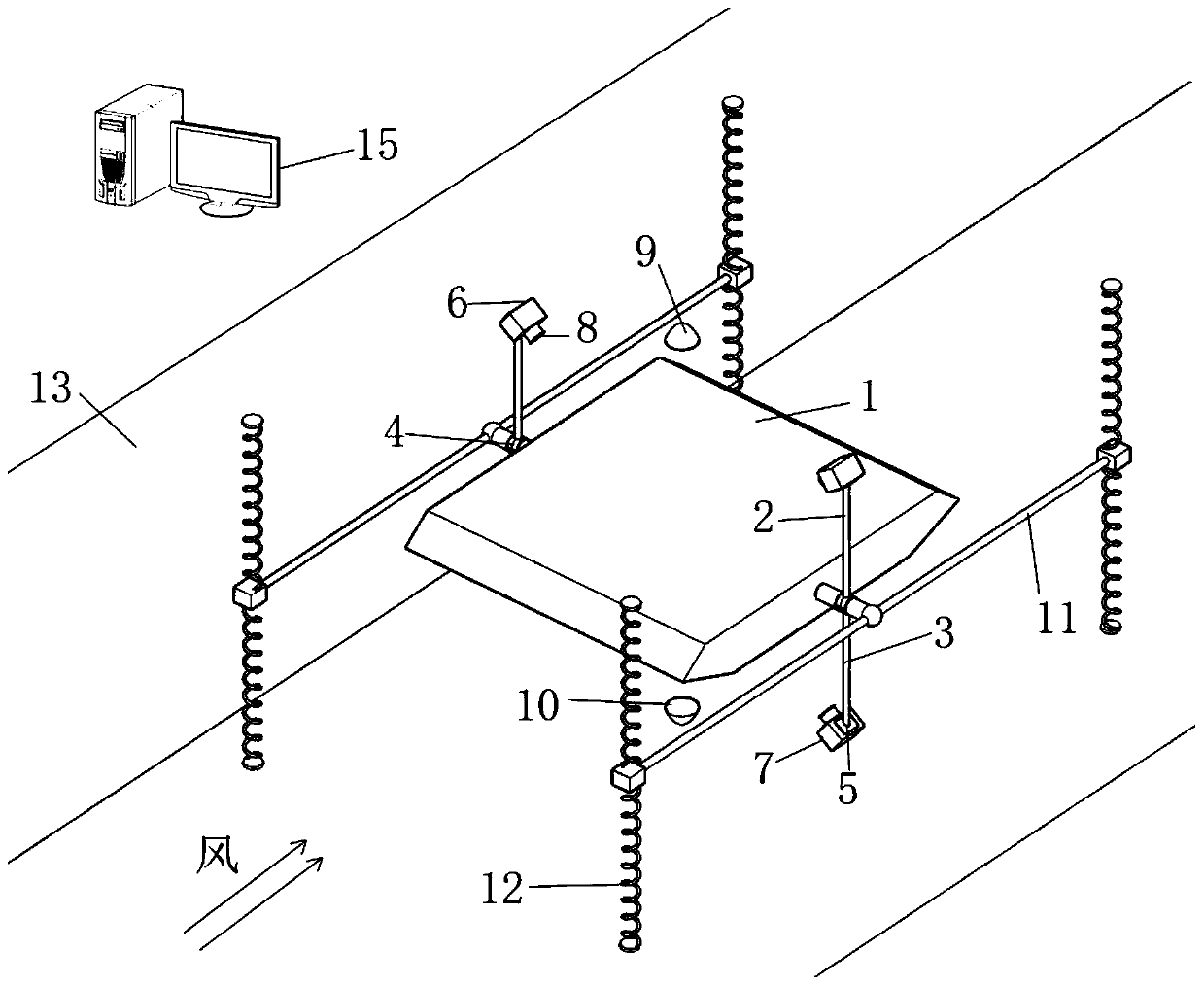 Wind tunnel test device for measuring surface wind pressure of bridge segment vibration model