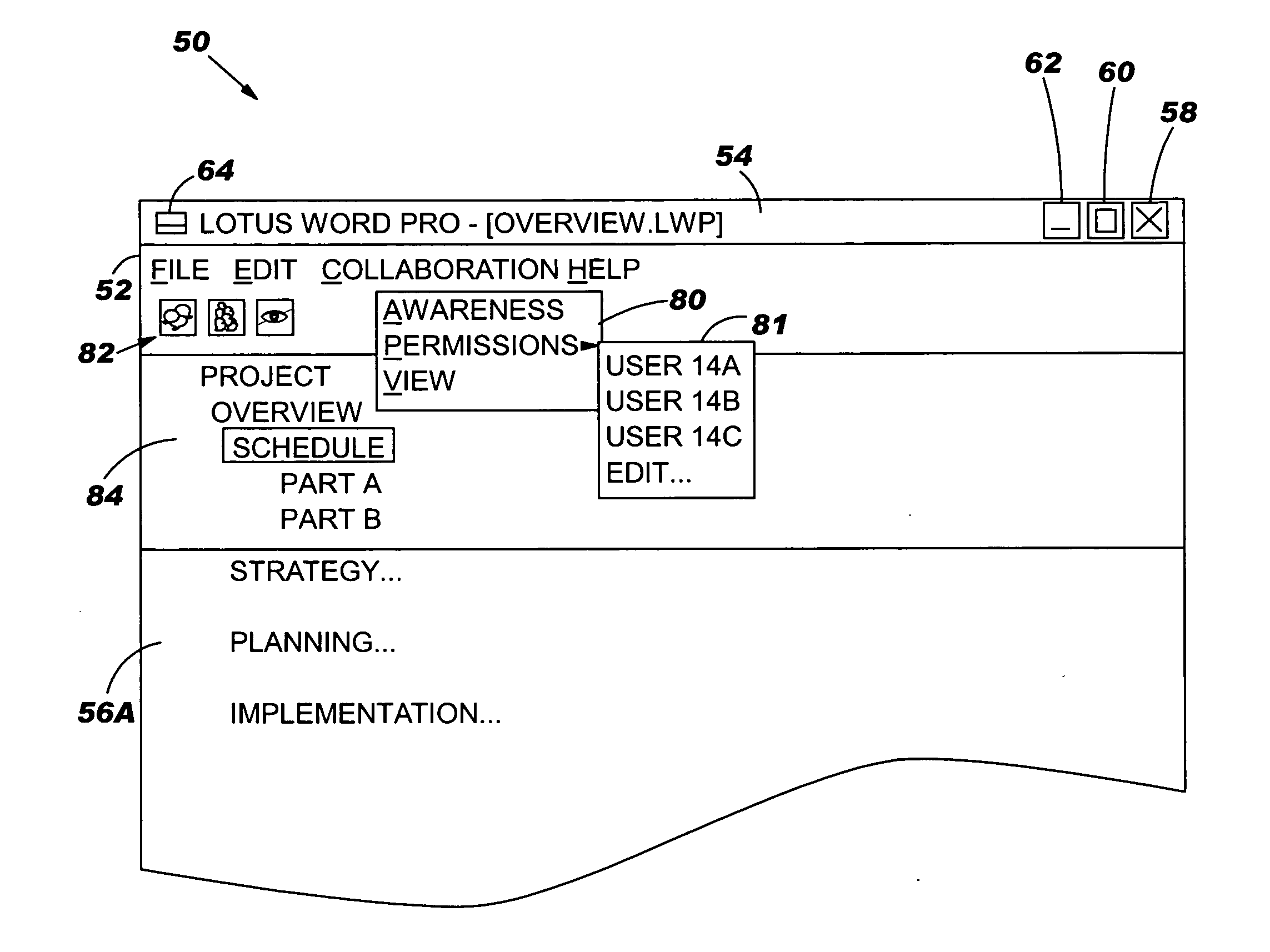 User interface, method, system and program product for managing collaboration data