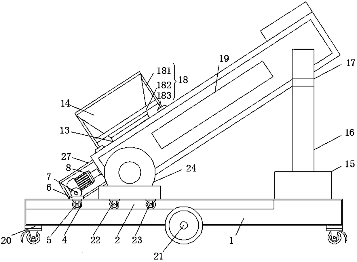 Vertical charging device for grain storing bin