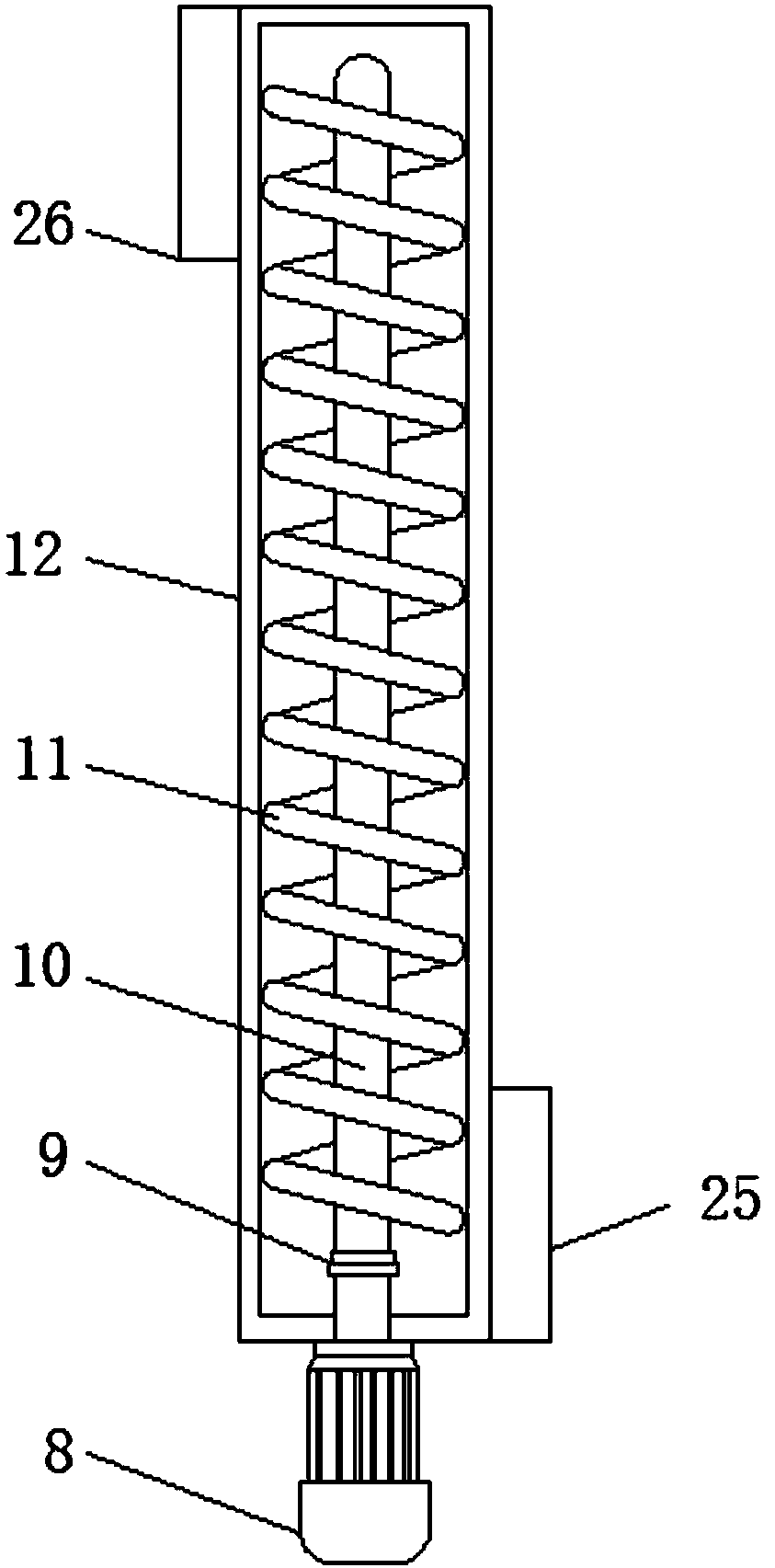 Vertical charging device for grain storing bin