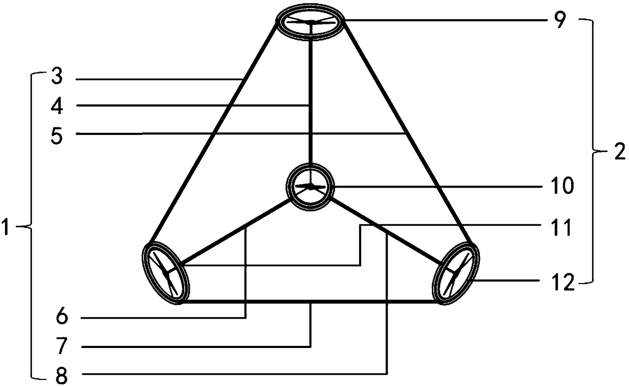 Unmanned aerial vehicle with regular tetrahedron power structural layout