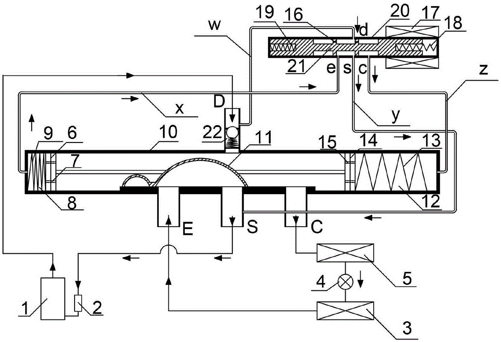 Four-way reversing valve with stopping function