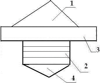 Triangular screwed plug connecting part with conical base