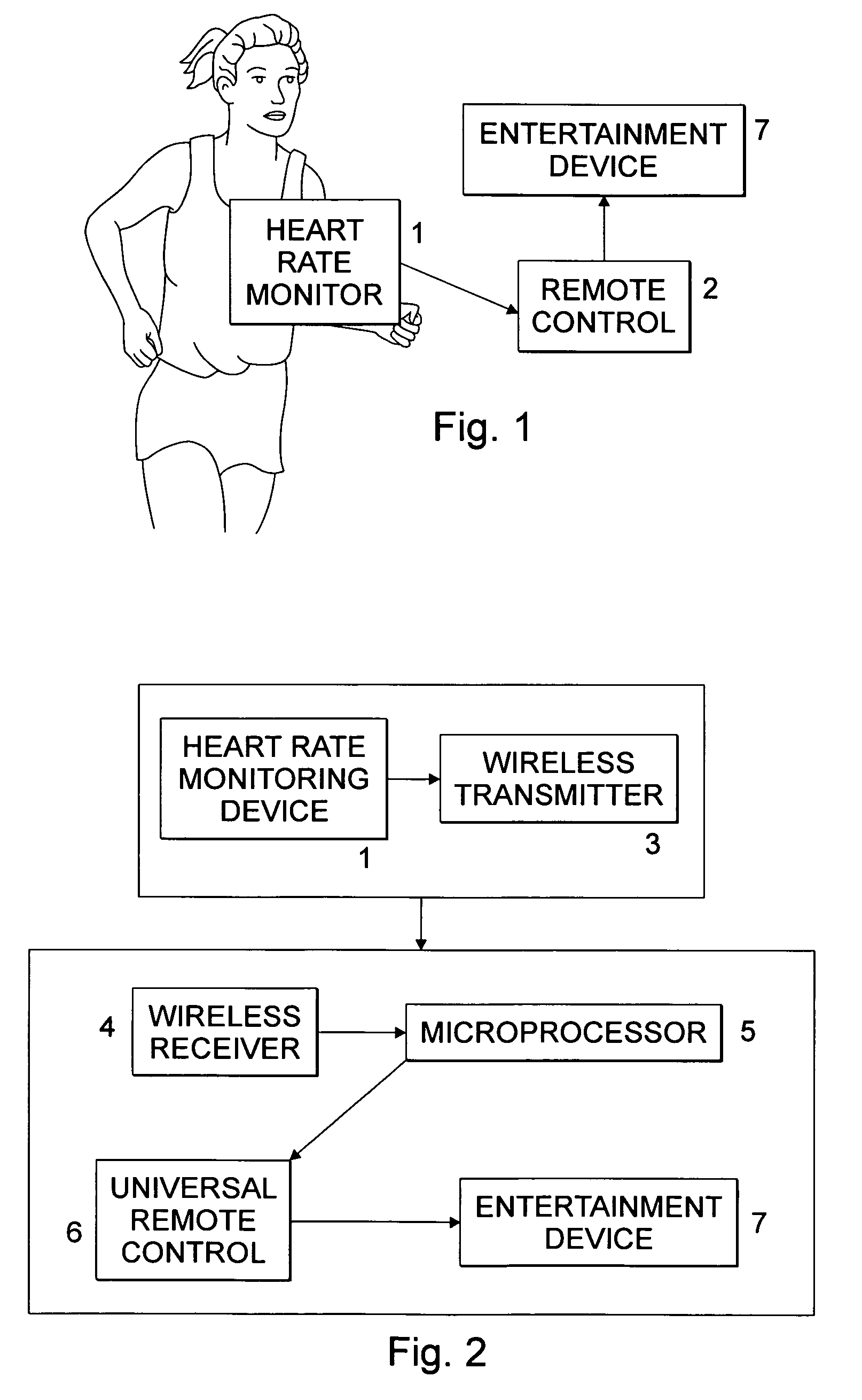 Heart rate monitor for controlling entertainment devices
