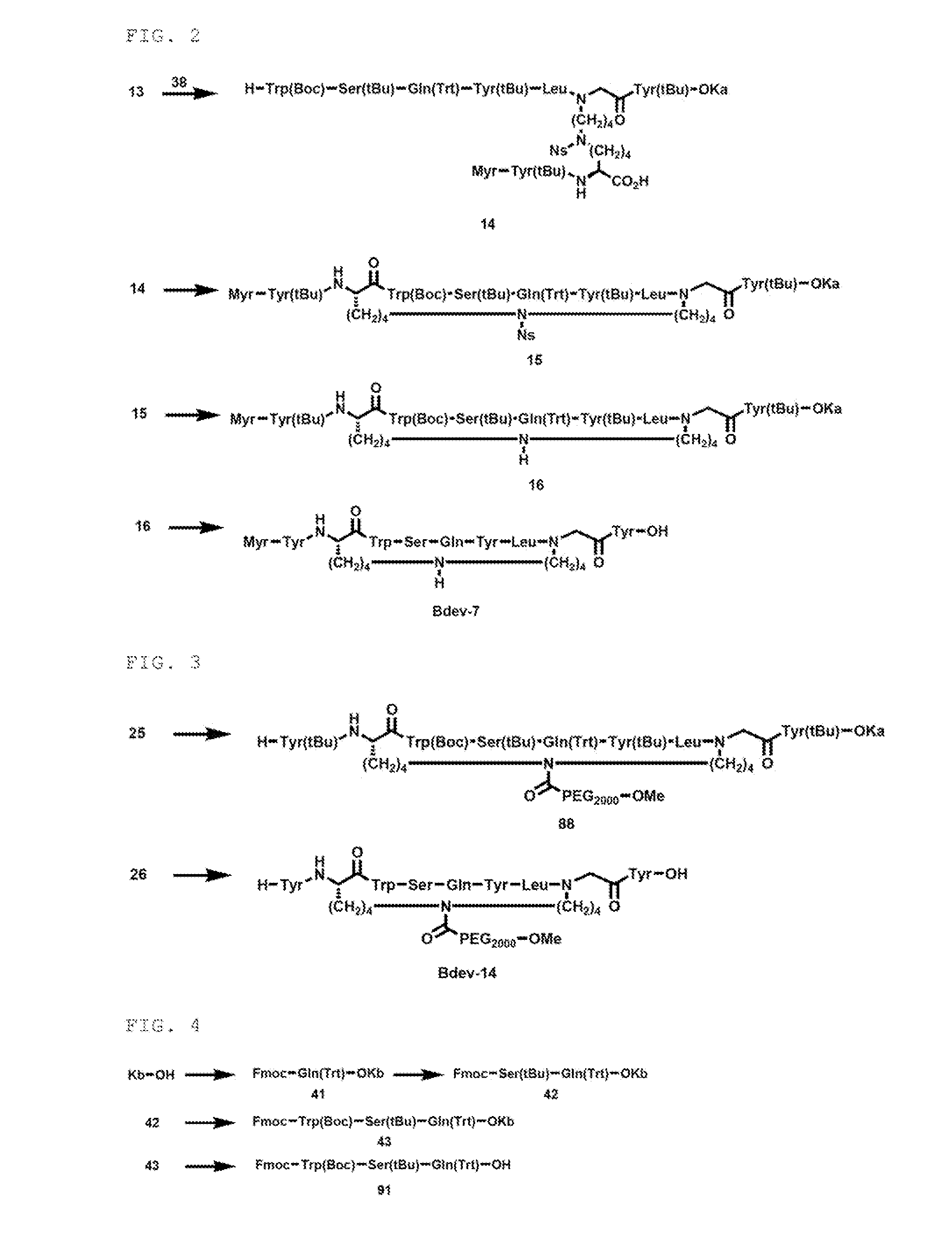 Novel cross-linked peptides containing non-peptide cross-linked structure, method for synthesizing cross-linked peptides, and novel organic compound used in method