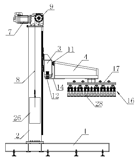 Single stand column plane coordinate mechanical arm of box filler