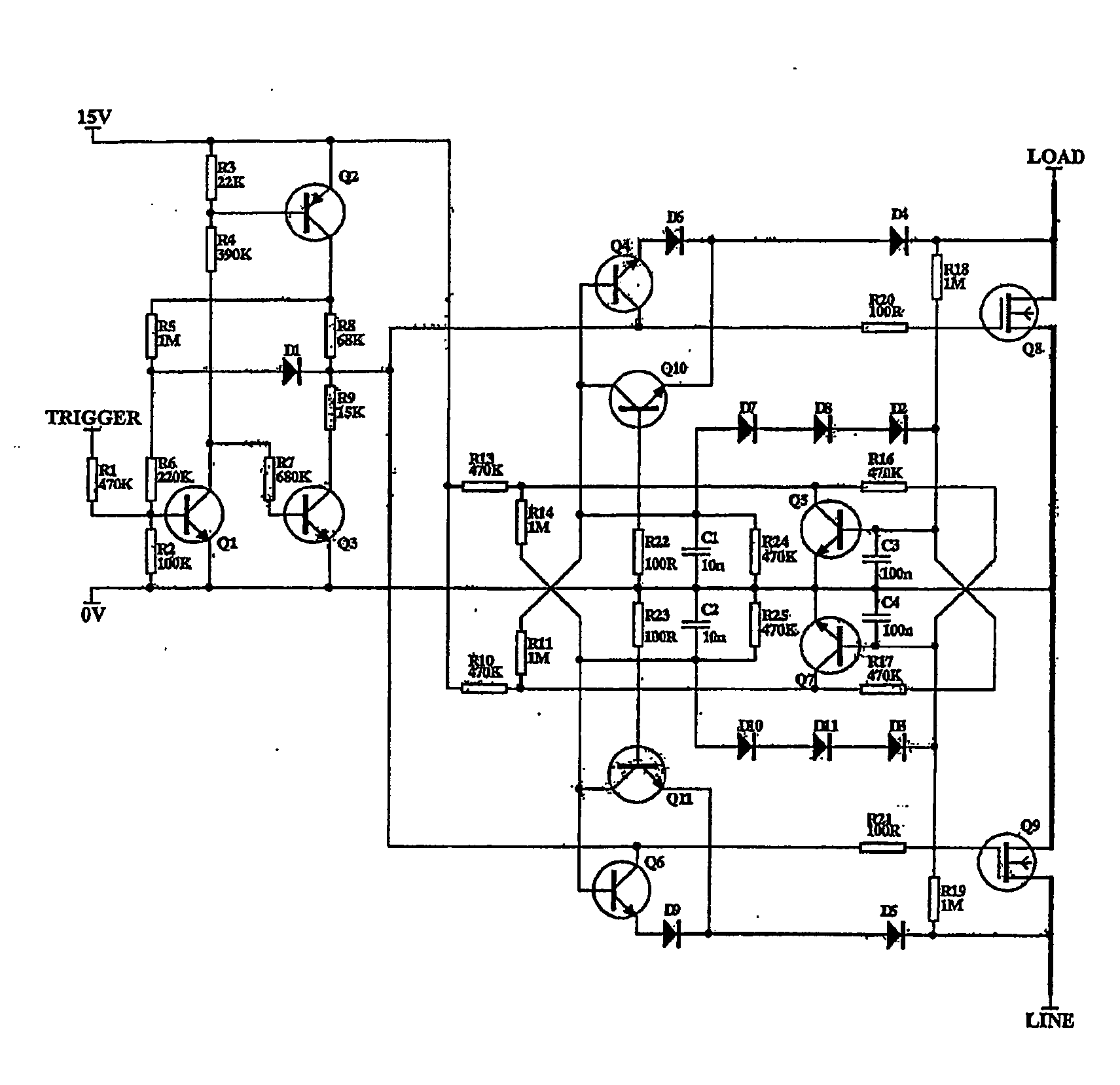 Current zero crossing detector in a dimmer circuit