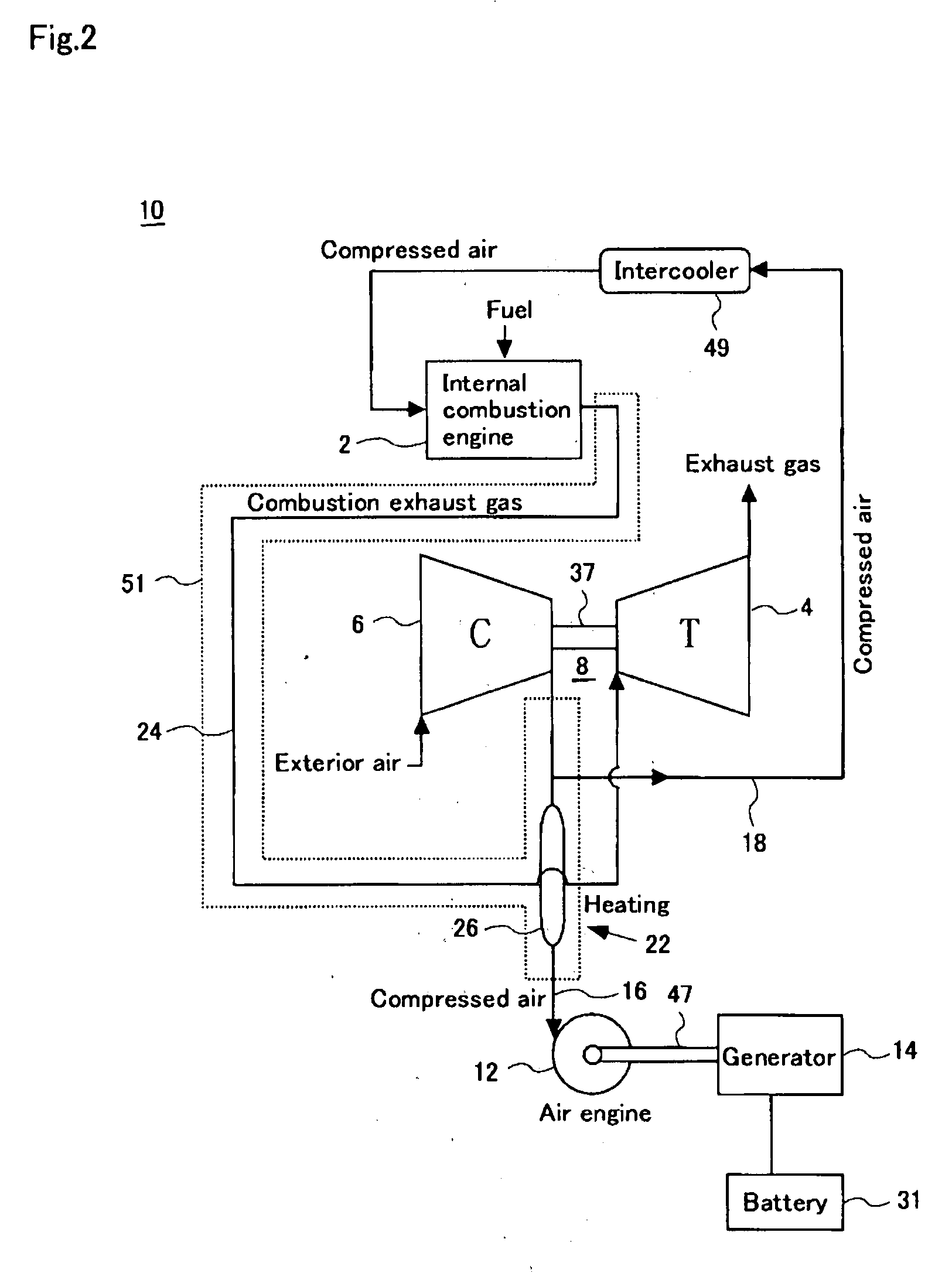 Generating method and generating system utilizing combustion exhaust gas