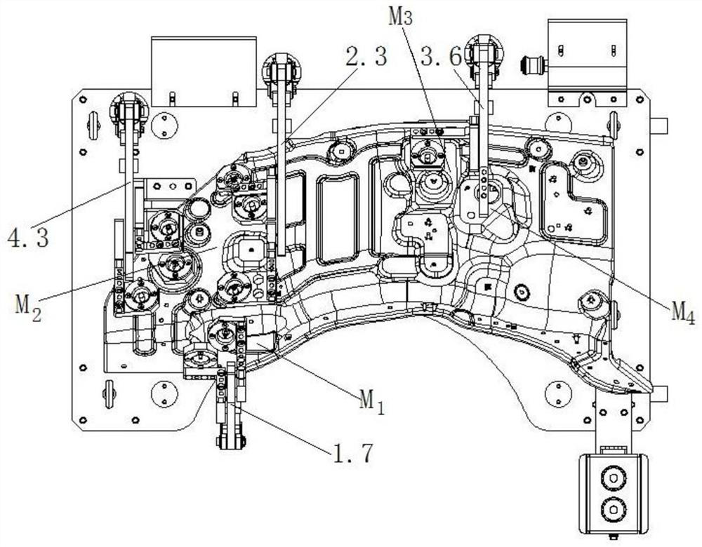 A positioning welding tool for the nail planting cover plate assembly of the right front wheel cover of the automobile