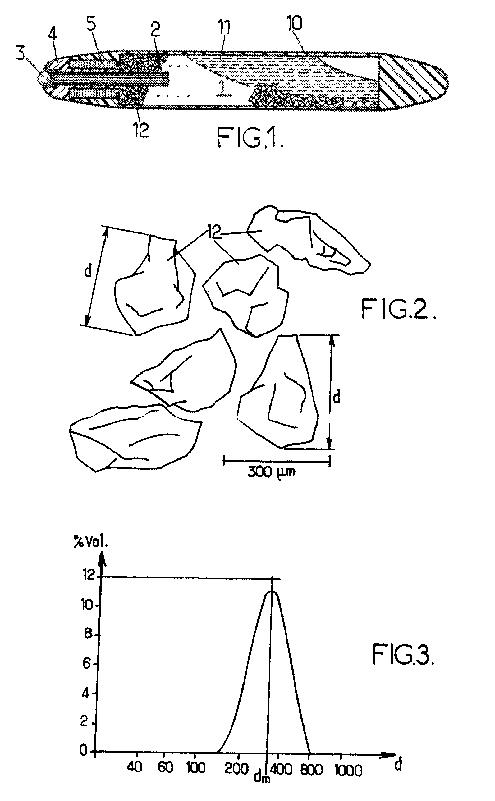 Writing instrument containing a granular material in the ink chamber