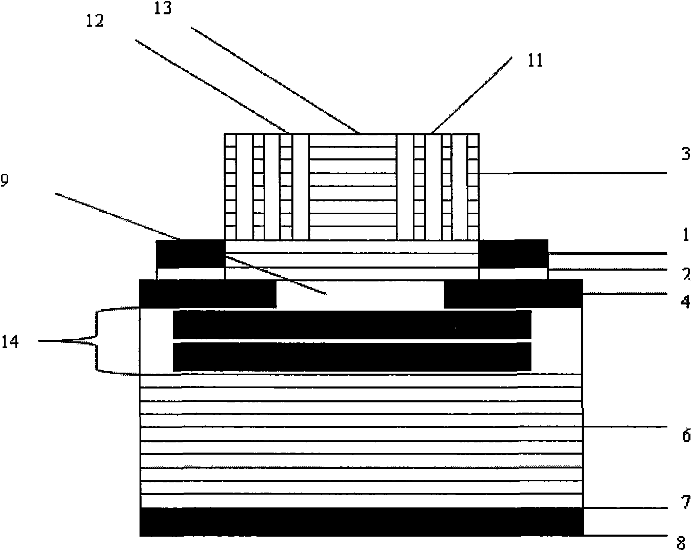 Inner cavity type multiple-active region photon crystal vertical cavity surface transmission semiconductor laser device