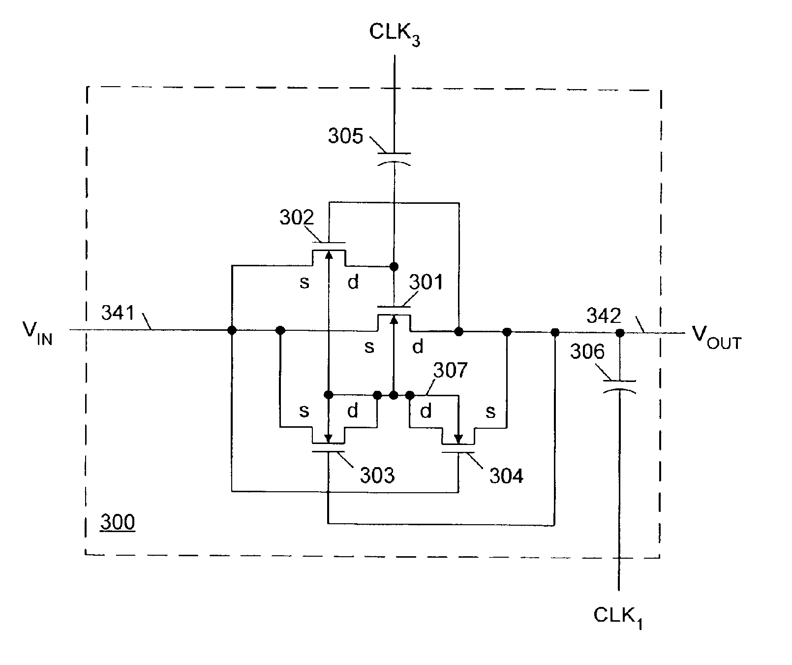 Triple-well charge pump stage with no threshold voltage back-bias effect