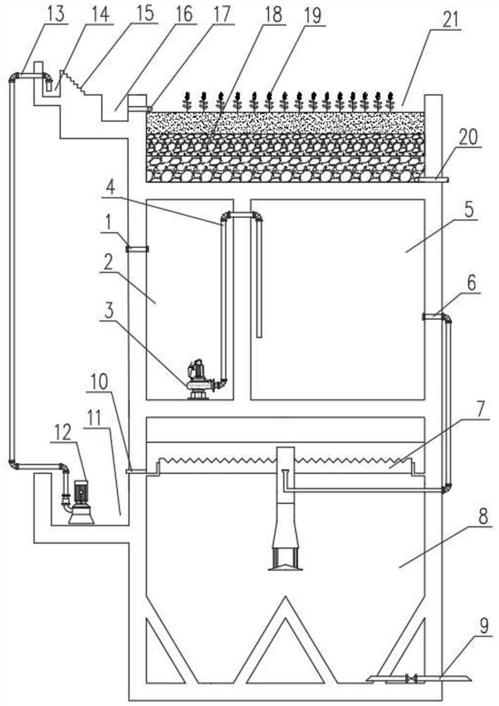 Tower reactor for ecologically treating rural wastewater and treatment method