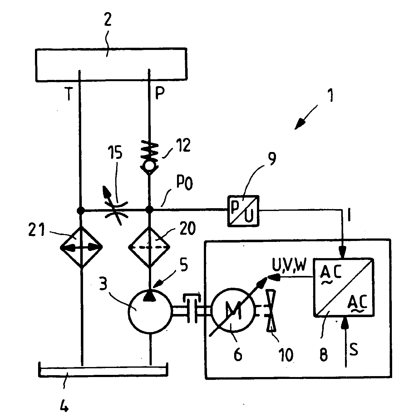 Device for providing a pressure for a hydraulic consumer and method for providing a pressure