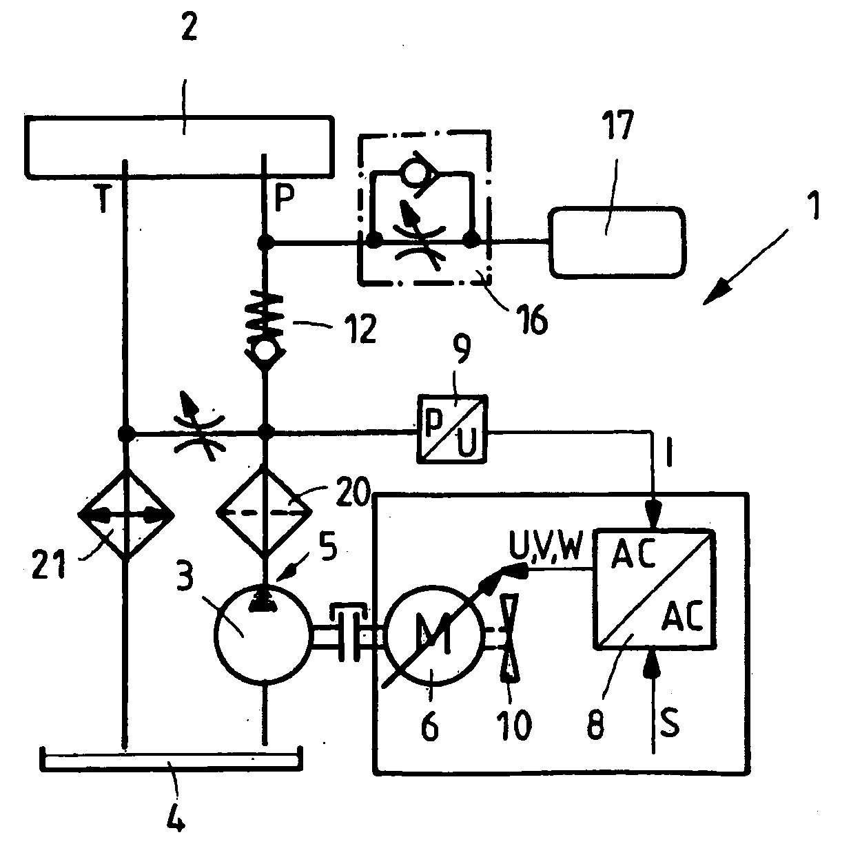 Device for providing a pressure for a hydraulic consumer and method for providing a pressure