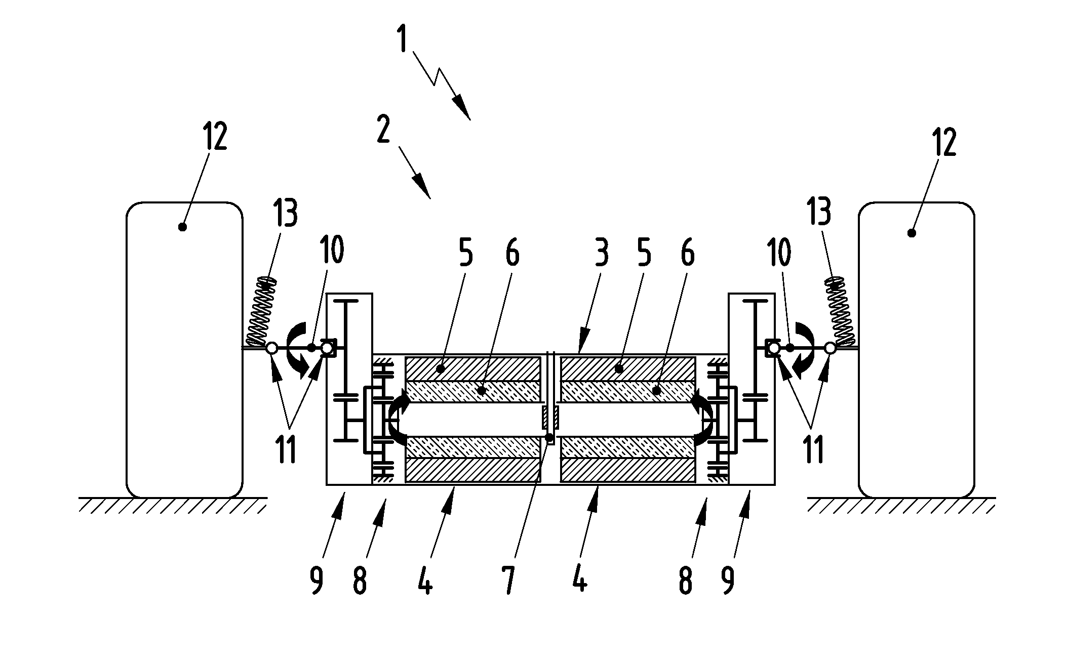 Propulsion device for automobile with portal axle comprising an electrical machine