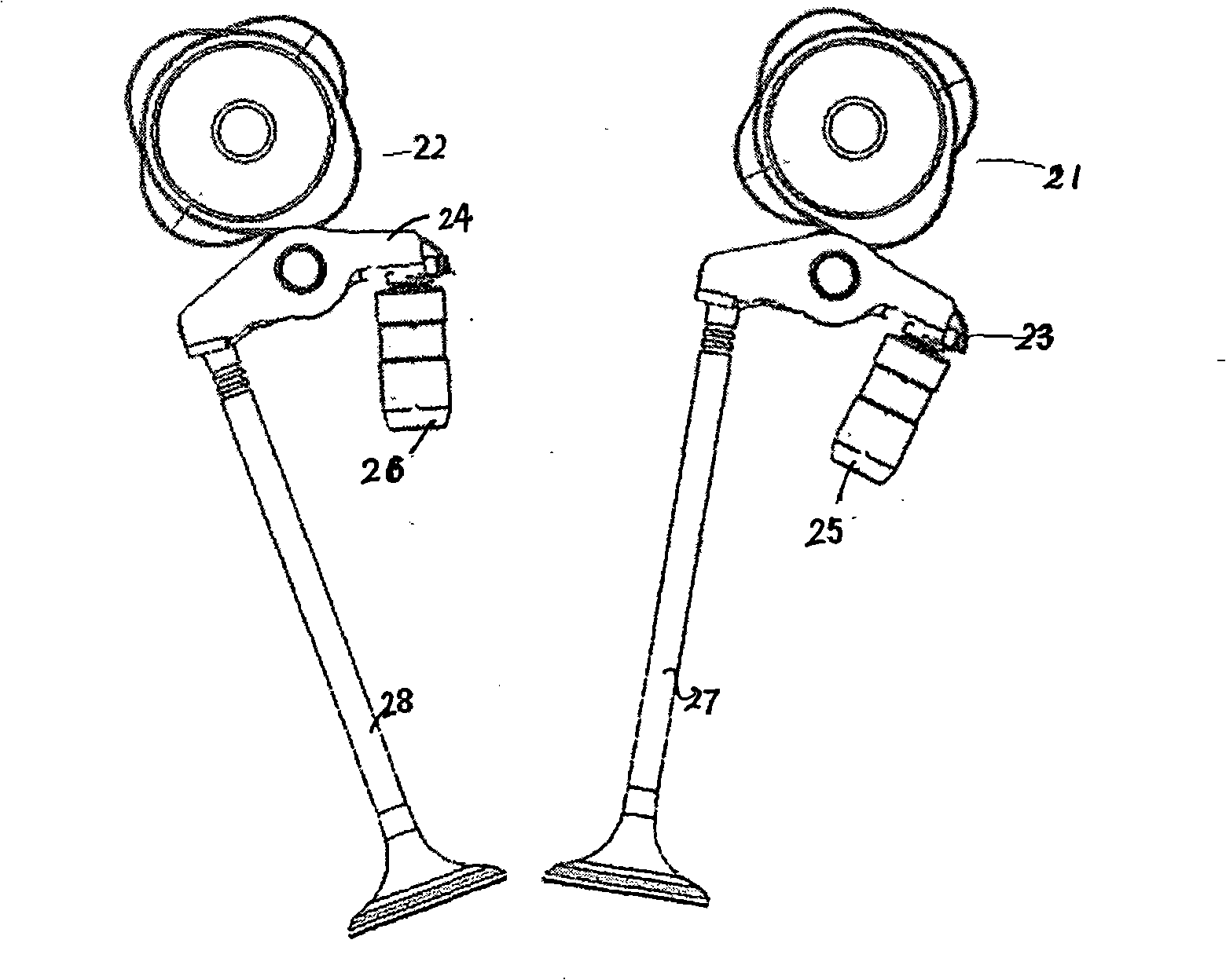 Arrangement structure of engine valve actuating mechanism