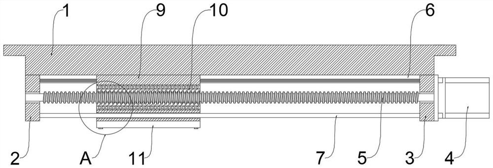 A stretching length adjusting device of a polyimide film stretching machine