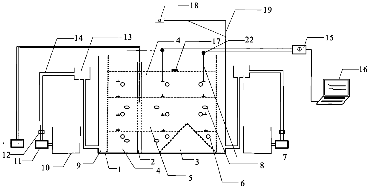 Water-collecting ground crack physical model test device and test method