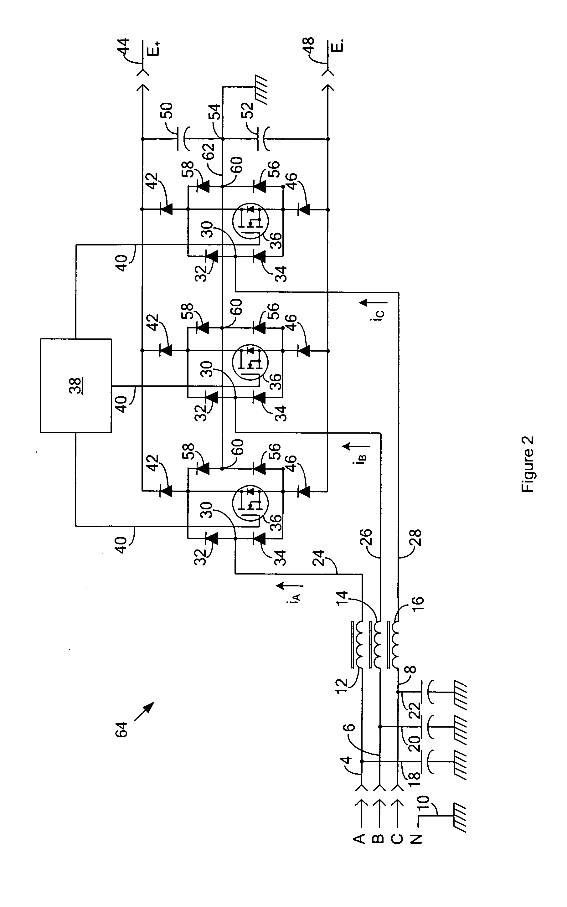 Active rectifier system with power factor correction