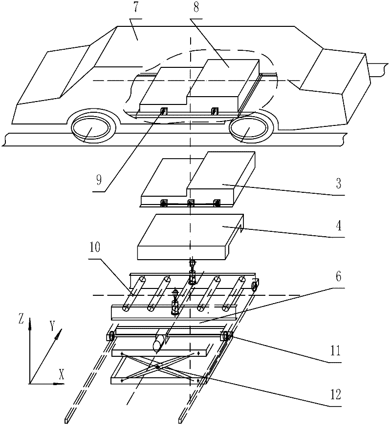 Movable automatic power charging and switching station as well as cell rapid replacement method for electric automobile