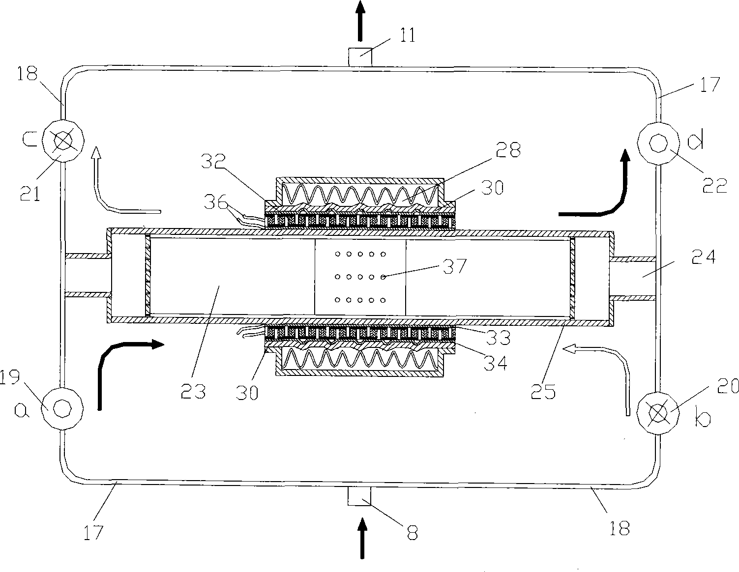 Mine ventilation counter flow oxidation thermo-electric generation system
