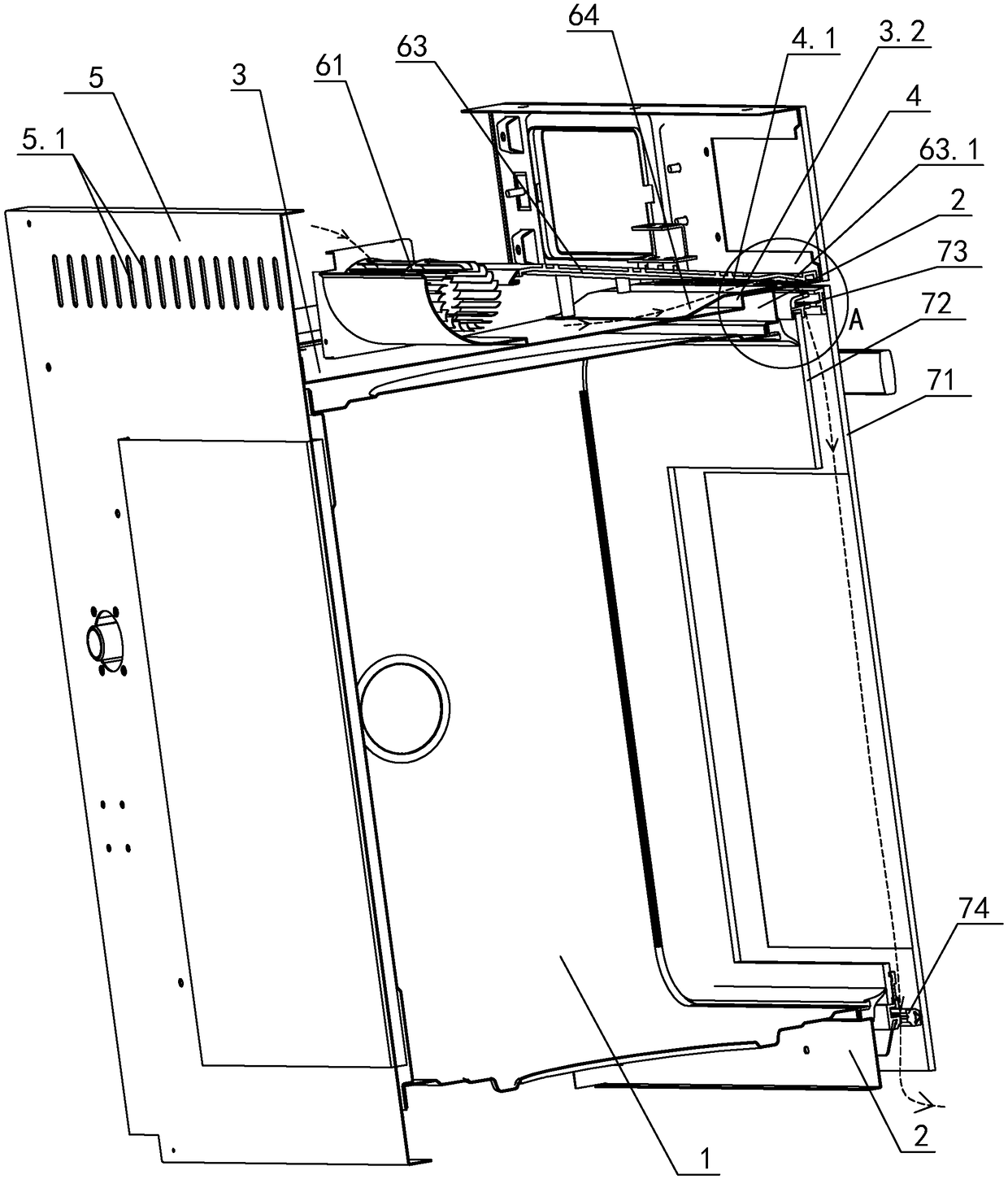 Cooling system of integrated cooker or electric oven body