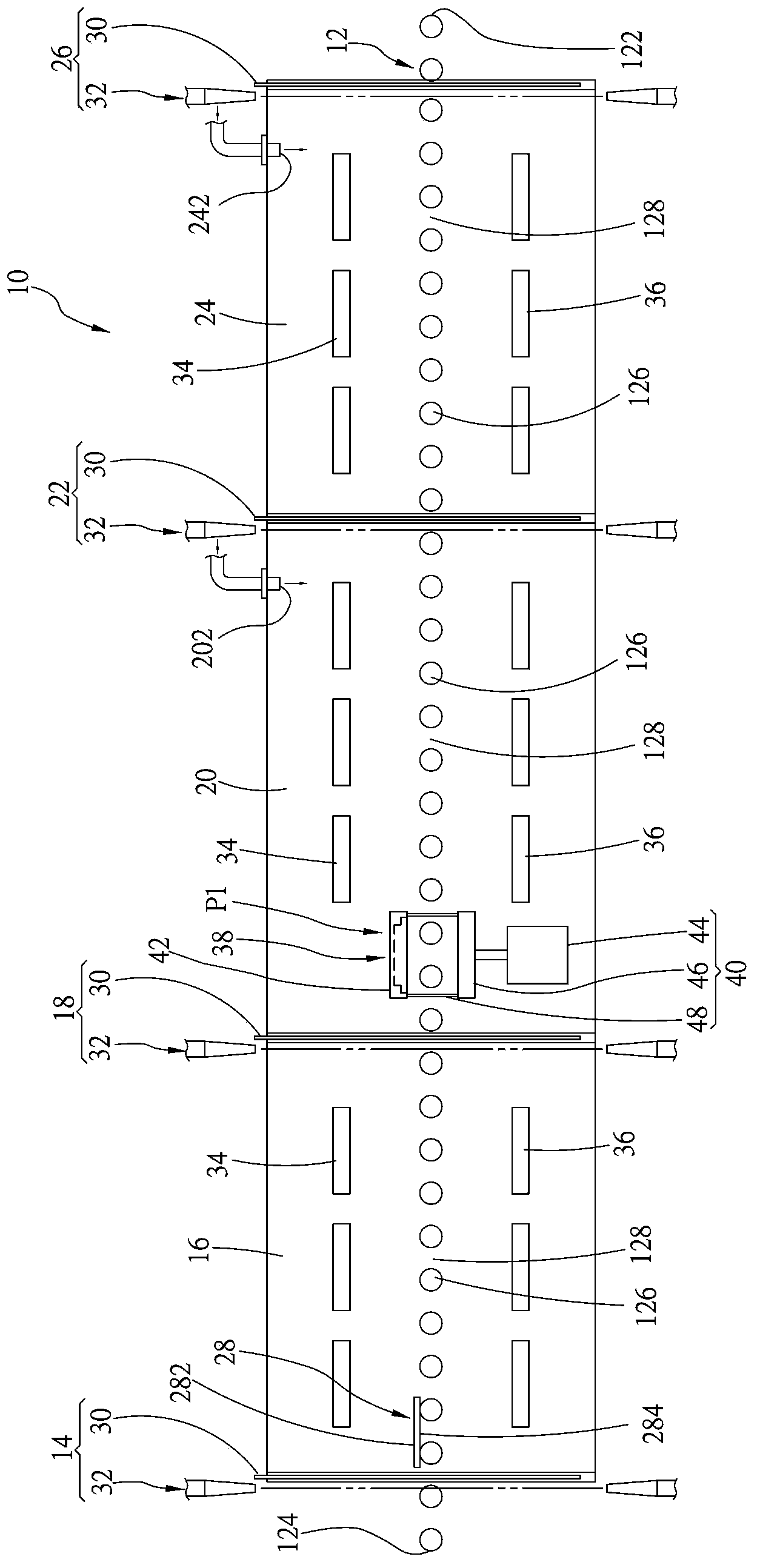 Gas reaction continuous cavity and gas reaction method