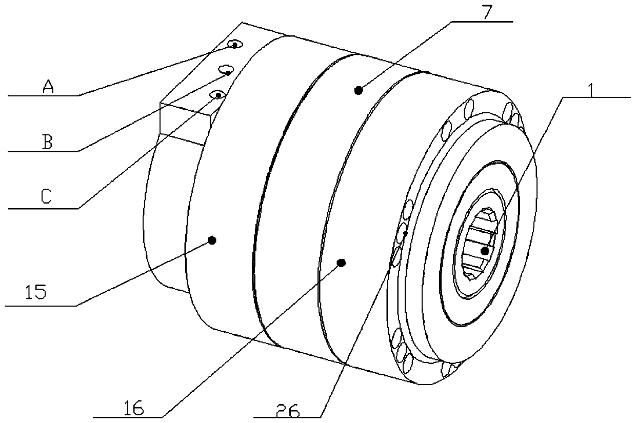 A low-speed and high-torque hydraulic motor with two-end plate flow distribution