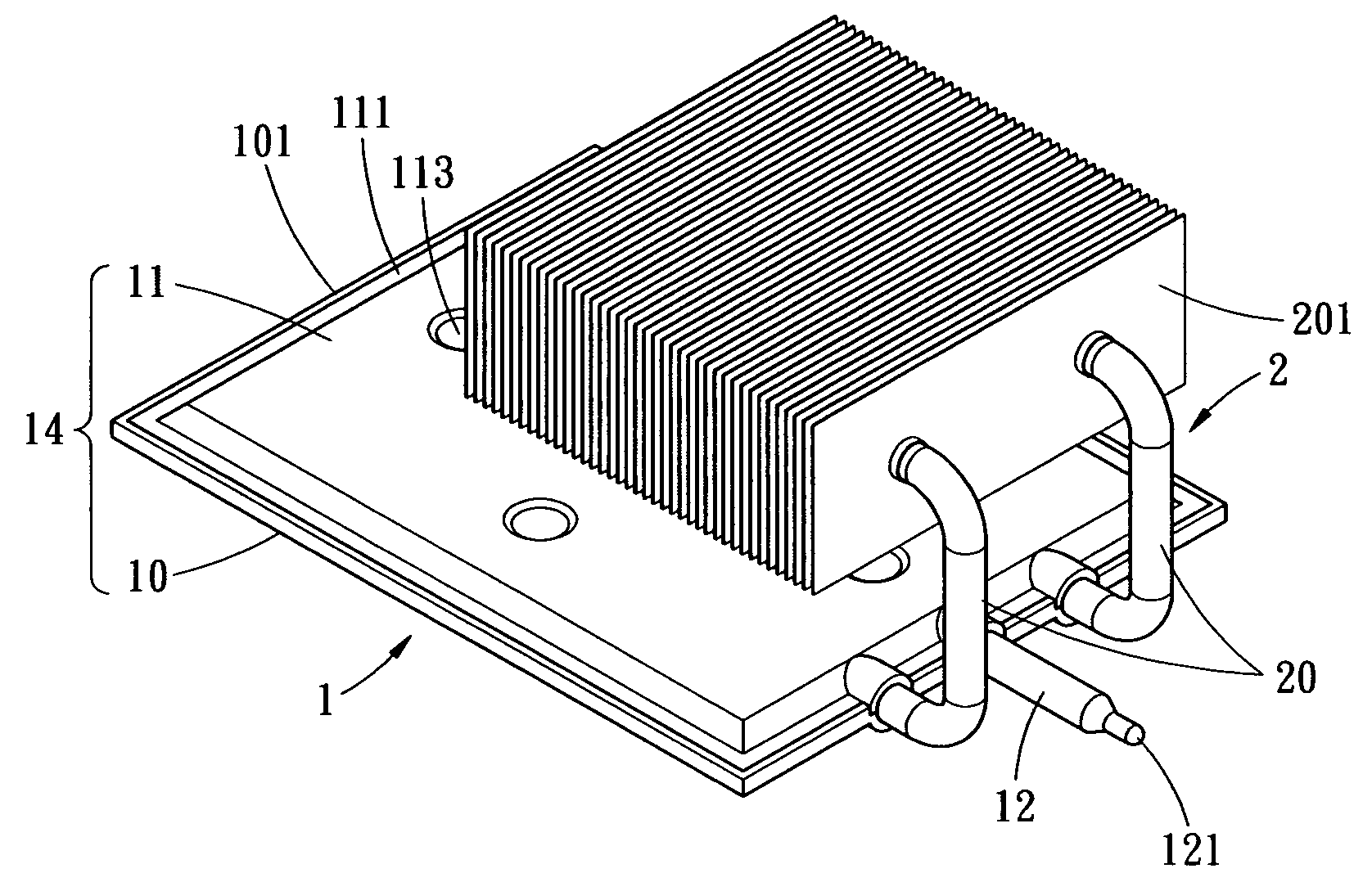 Structure for expanding thermal conducting performance of heat sink