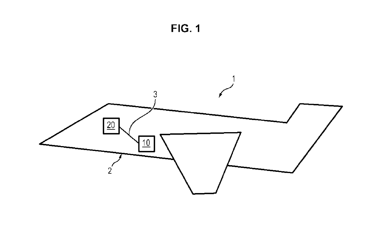 Device for transmission by power-line communication in an aircraft