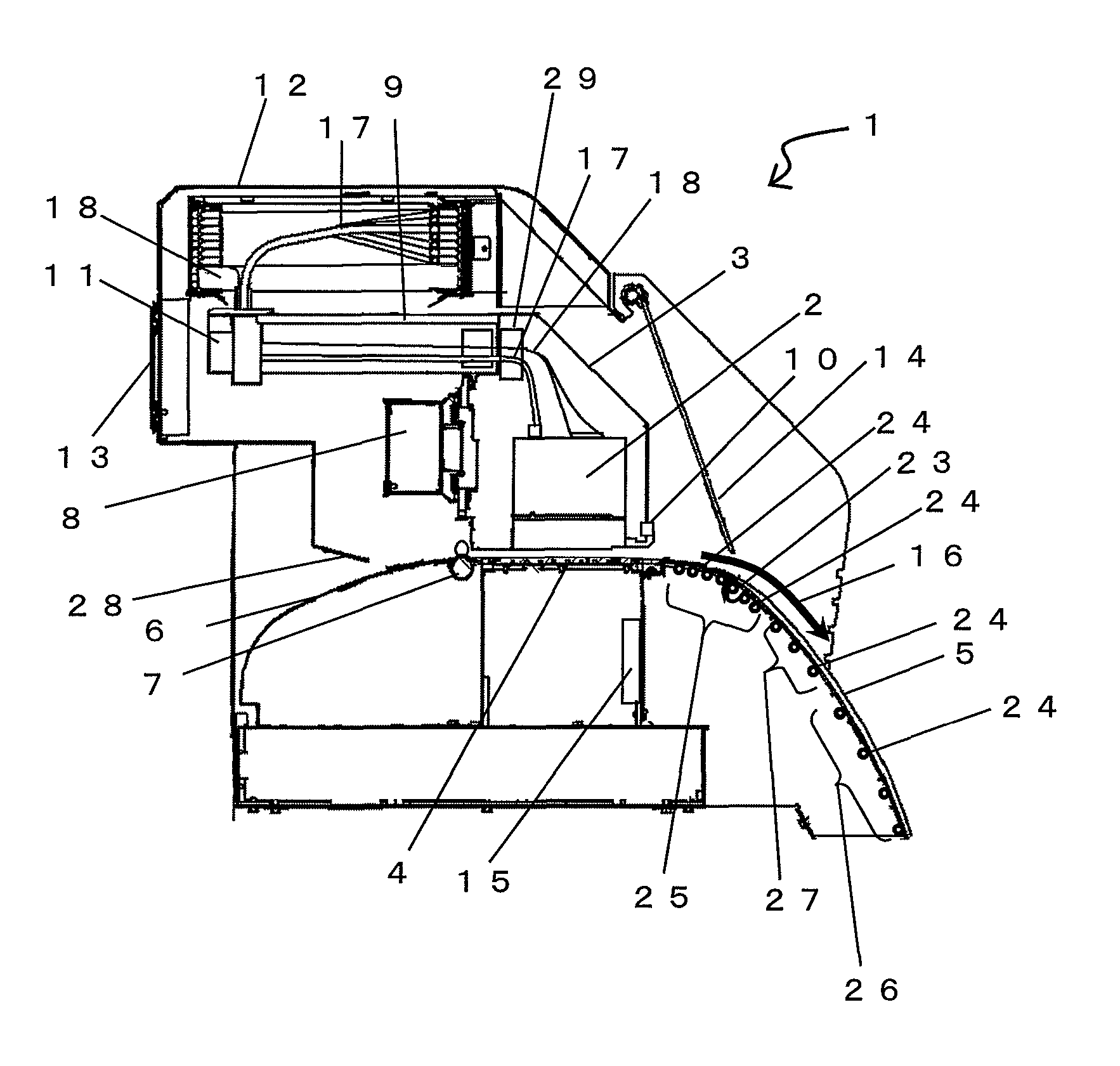 Inkjet printer with printed ink cooling mechanism