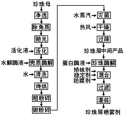 Preparation method of mother-of-pearl inner-layer powder spray