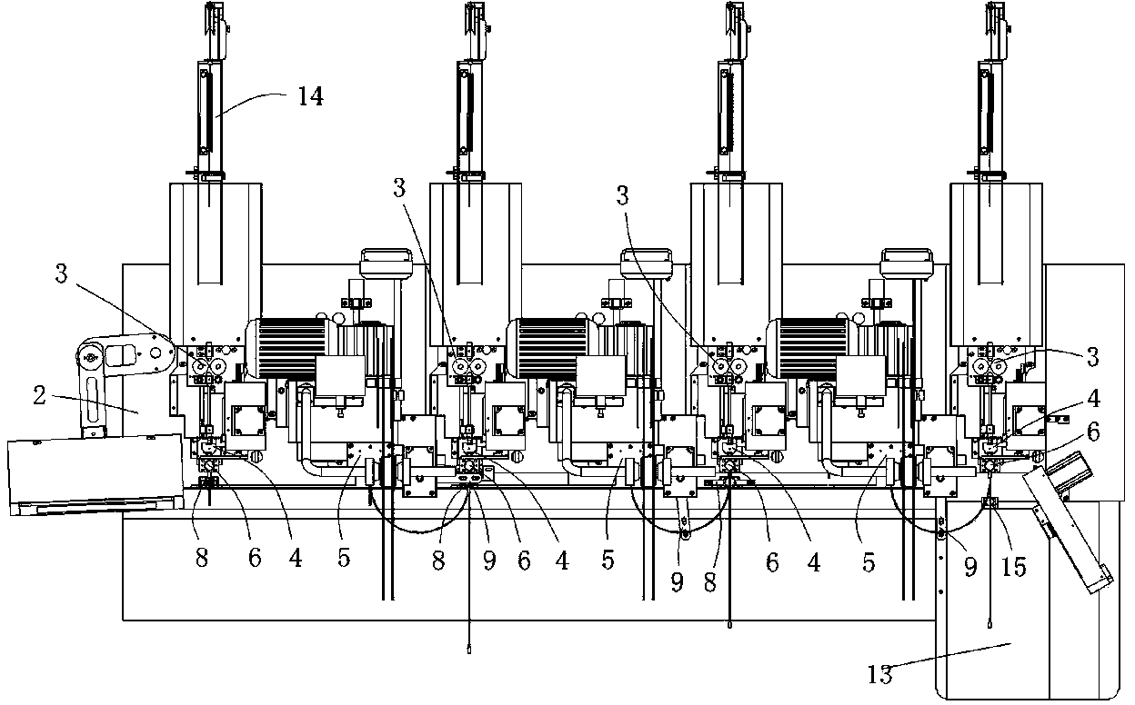 Four-wire three-head full-automatic terminal pressing machine