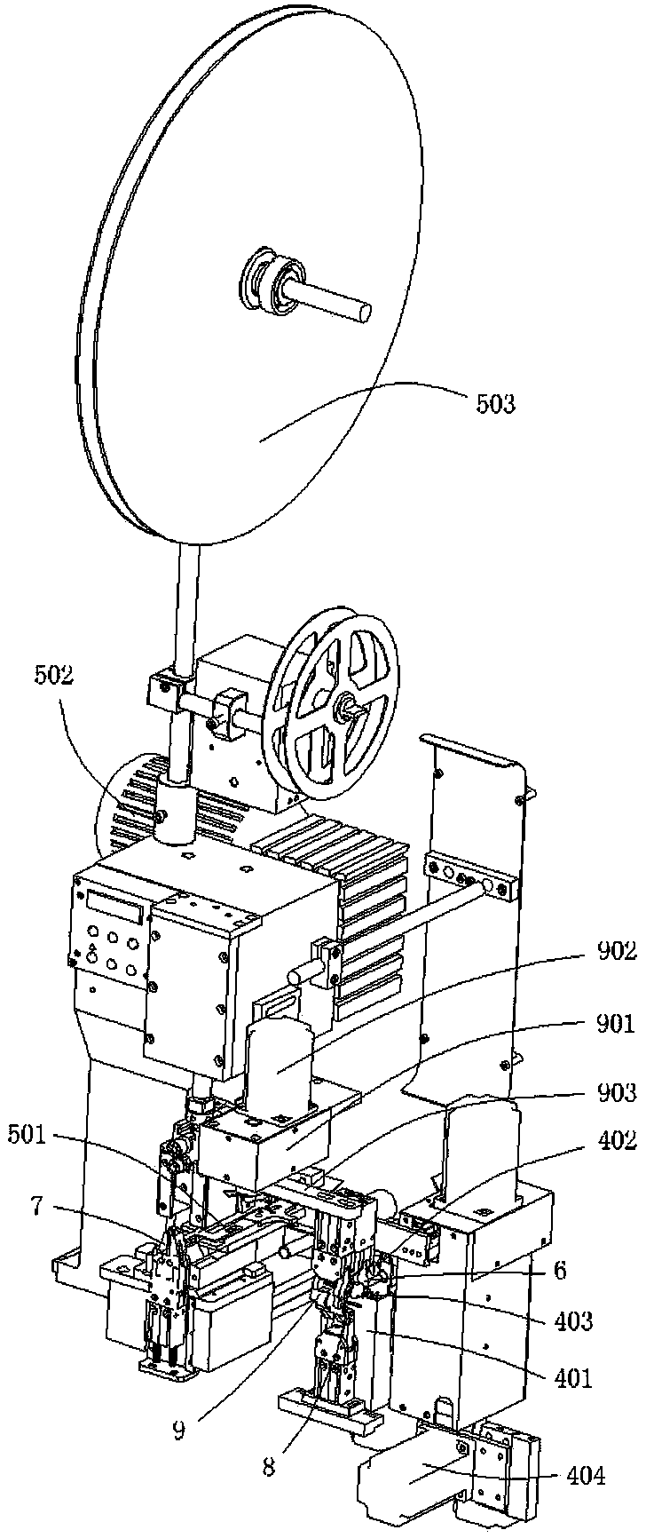 Four-wire three-head full-automatic terminal pressing machine