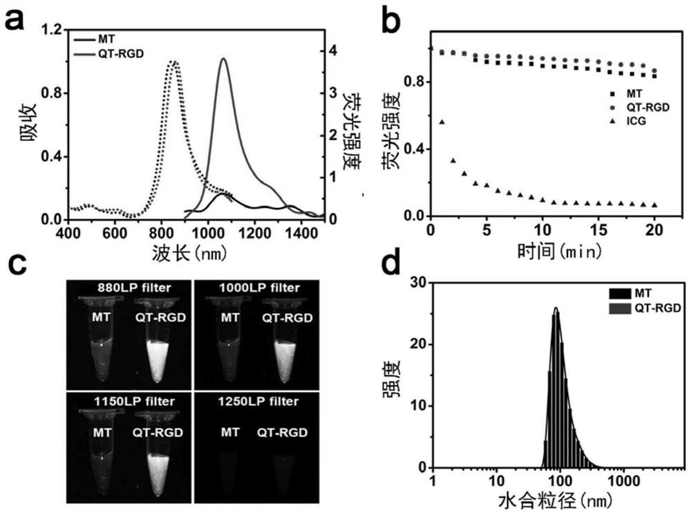 High stability near-infrared second region small molecule fluorescent probe and its preparation method and application