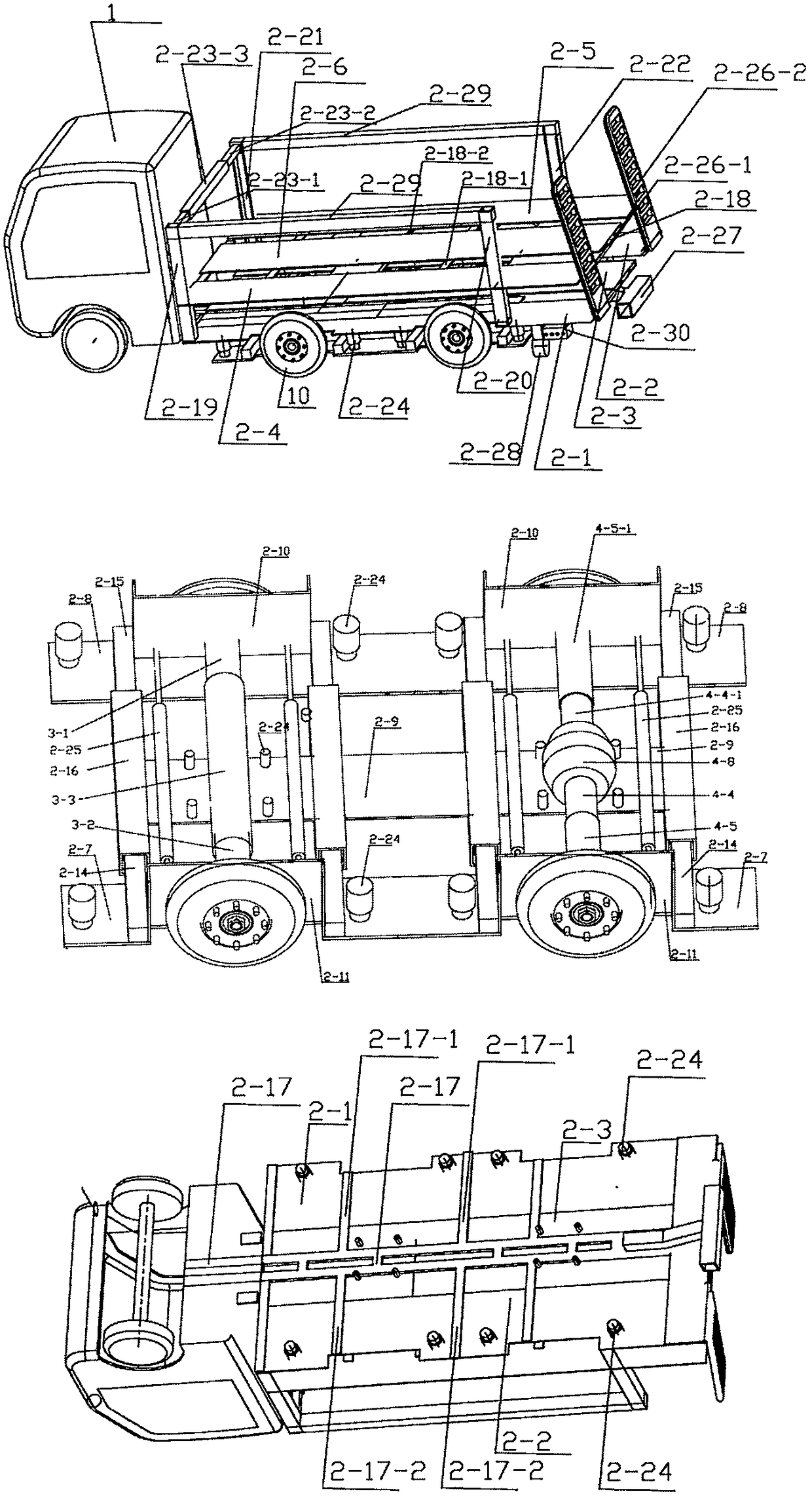 Double-decker carrier vehicle with function that wheel span and carriages can be widened and narrowed