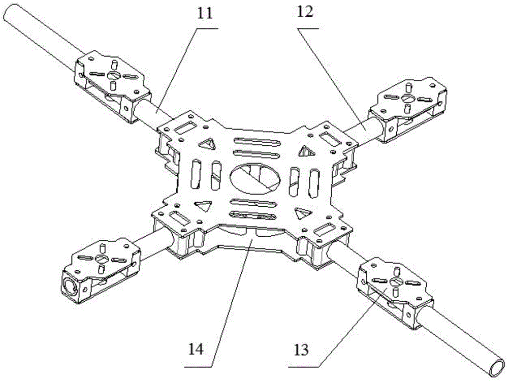 Supporting and protection mechanism of four-rotor robot