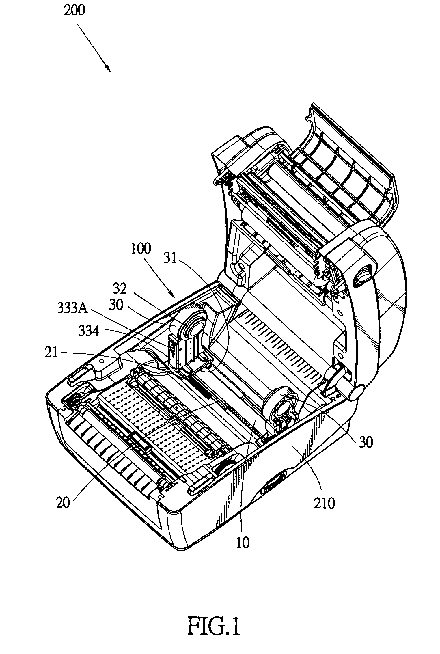Label roll positioning device of barcode printer