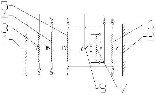 A line-end on-load voltage regulation single-phase 220kv high-impedance transformer