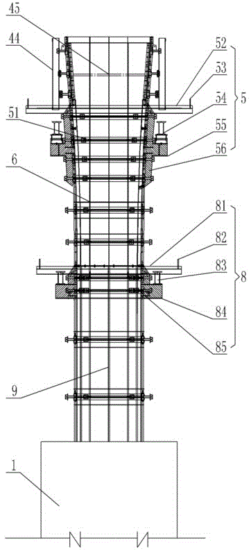 Formwork and bracket combining structure of vase pier of viaduct and application method