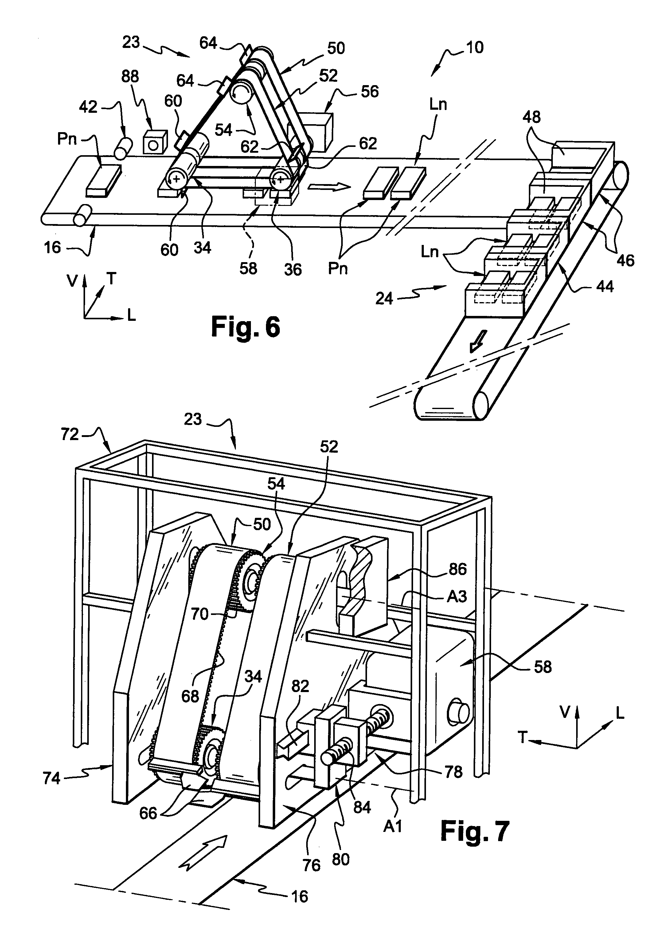 Arrangement for assembling products in batches on high-speed conveyor belt