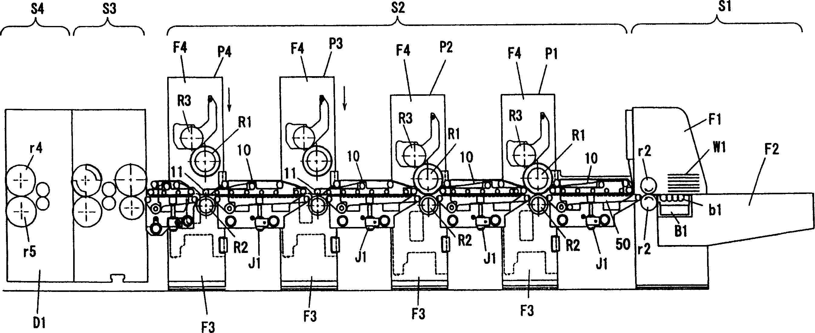 Skip conveyor device of sheet-fed piece printing part