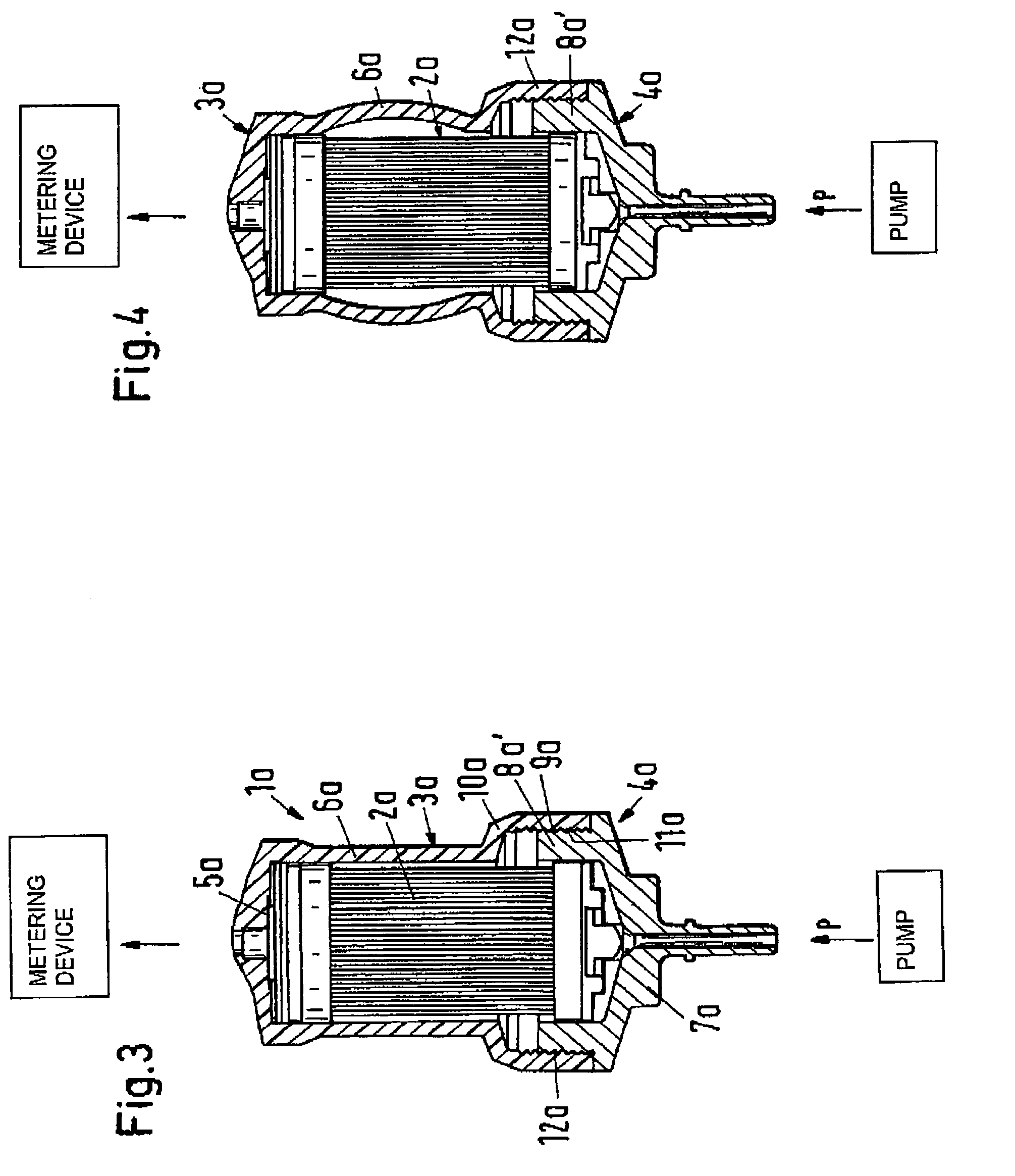 Filter unit for freezable liquids, particularly for a metering unit of an exhaust gas treatment device