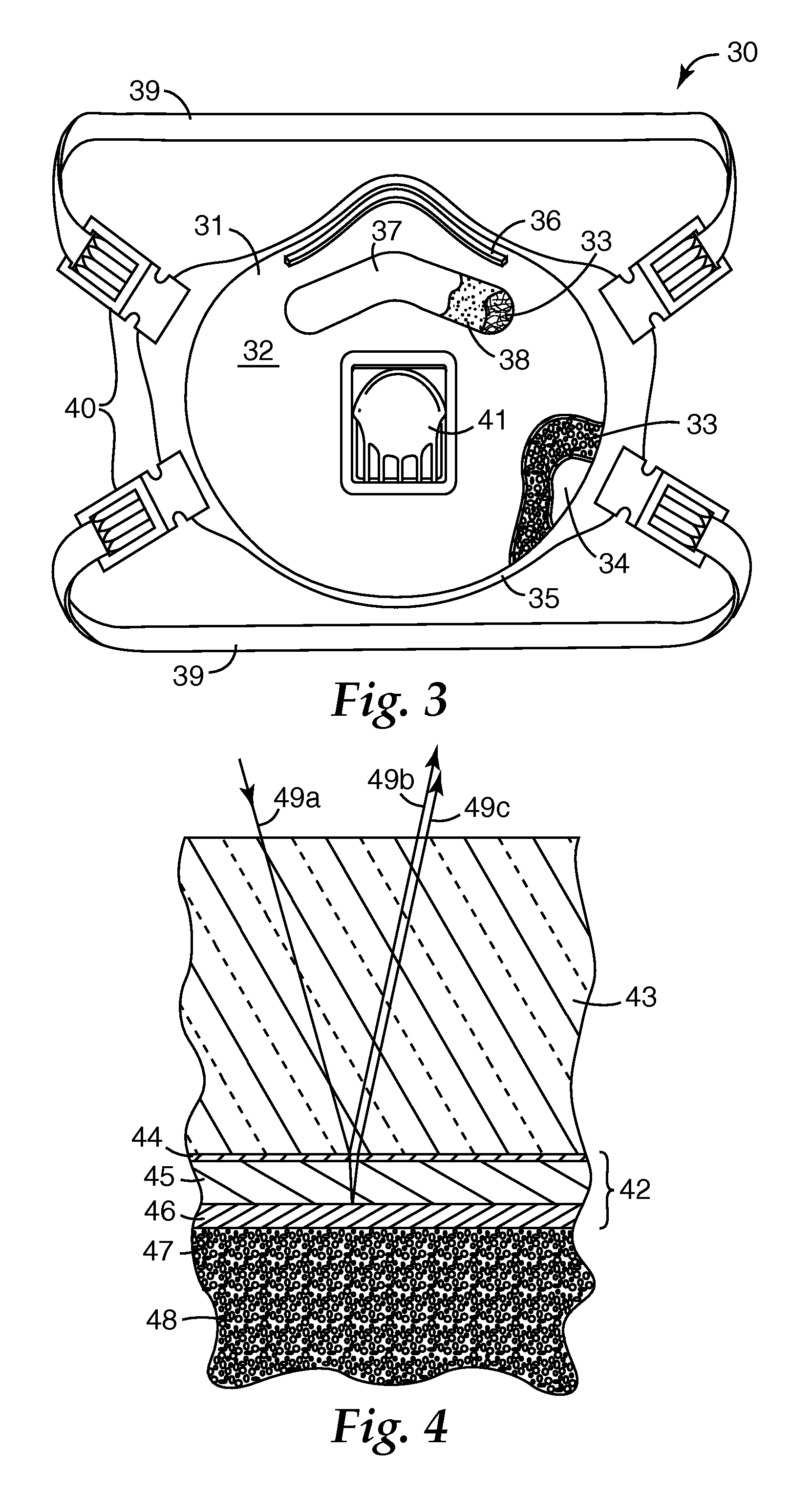 Organic vapor sorbent protective device with thin-film indicator