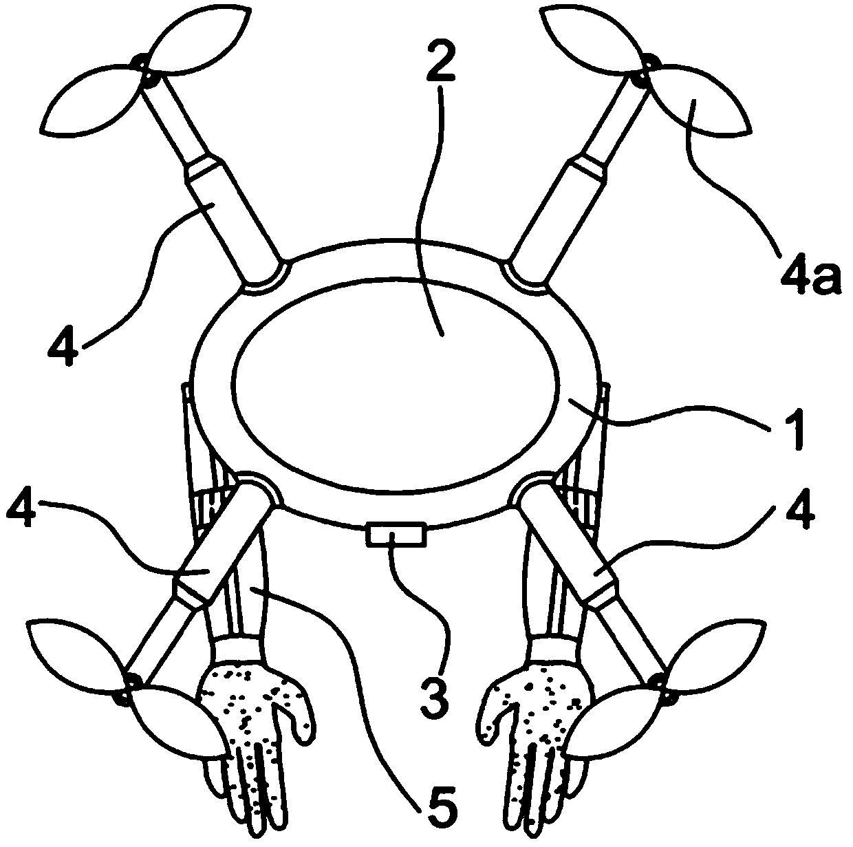 Multi-functional four-rotation-wing aircraft of bionic hand